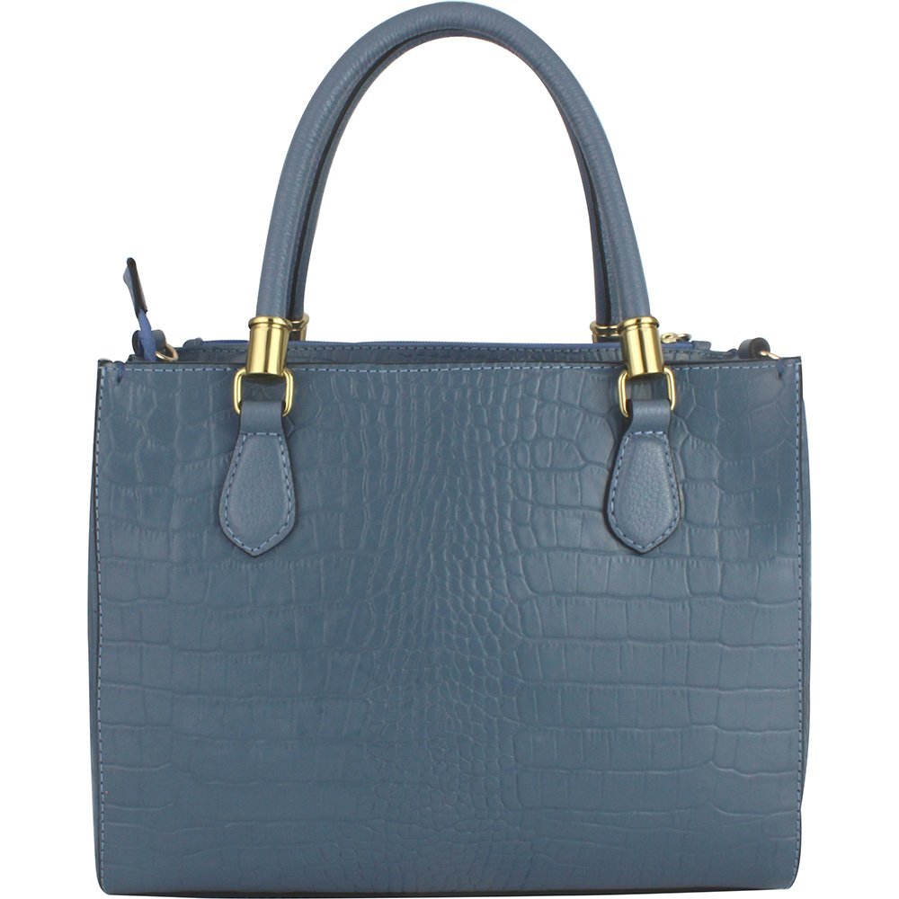 Bolsa feminina em couro croco Vitoria Heinz 1053 Azul 3