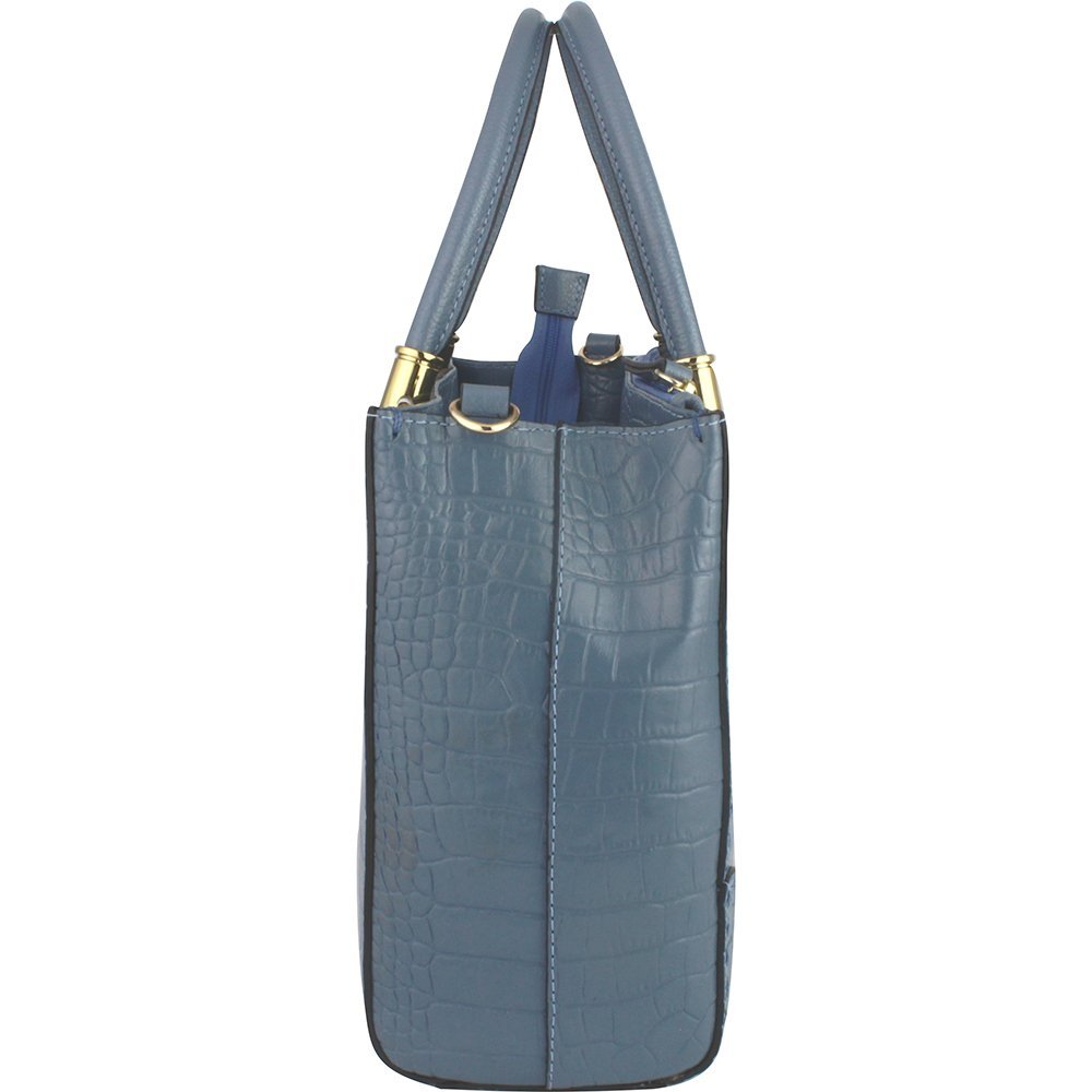 Bolsa feminina em couro croco Vitoria Heinz 1053 Azul 4