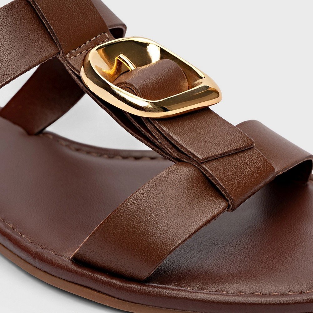 Chinelo Flat Buckle Carrano 918007 Marrom 4