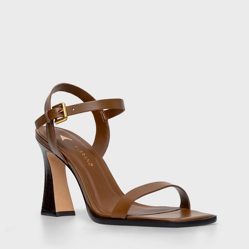 Sandália Salto Geométrico Carrano 934001 Marrom 2