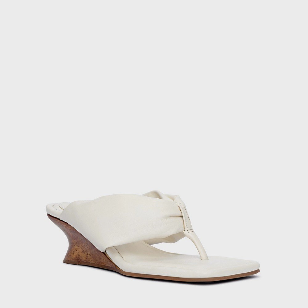 Open Mule Thong Puffy Salto Anabela Woody 974001 Branco 2