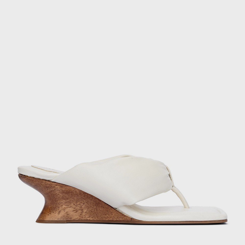 Open Mule Thong Puffy Salto Anabela Woody 974001 Branco 6