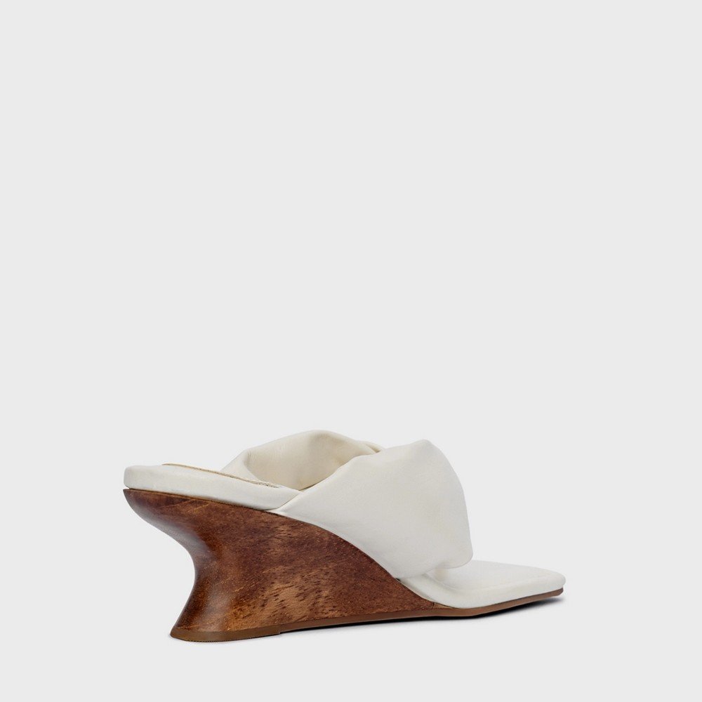 Open Mule Thong Puffy Salto Anabela Woody 974001 Branco 3
