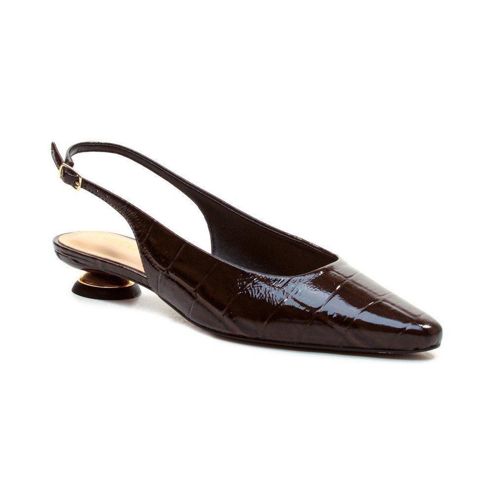 Scarpin Slingback couro salto baixo cecconello 2645001 Marrom 2