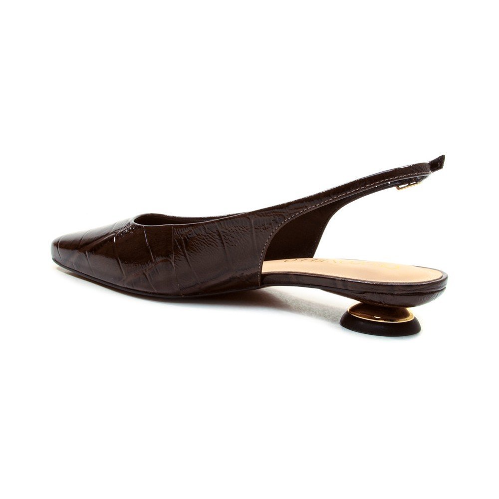 Scarpin Slingback couro salto baixo cecconello 2645001 Marrom 3