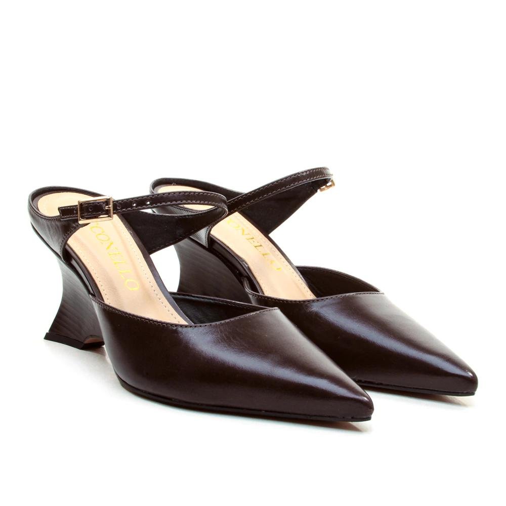Mule couro salto médio cecconello 2880001 Marrom 4