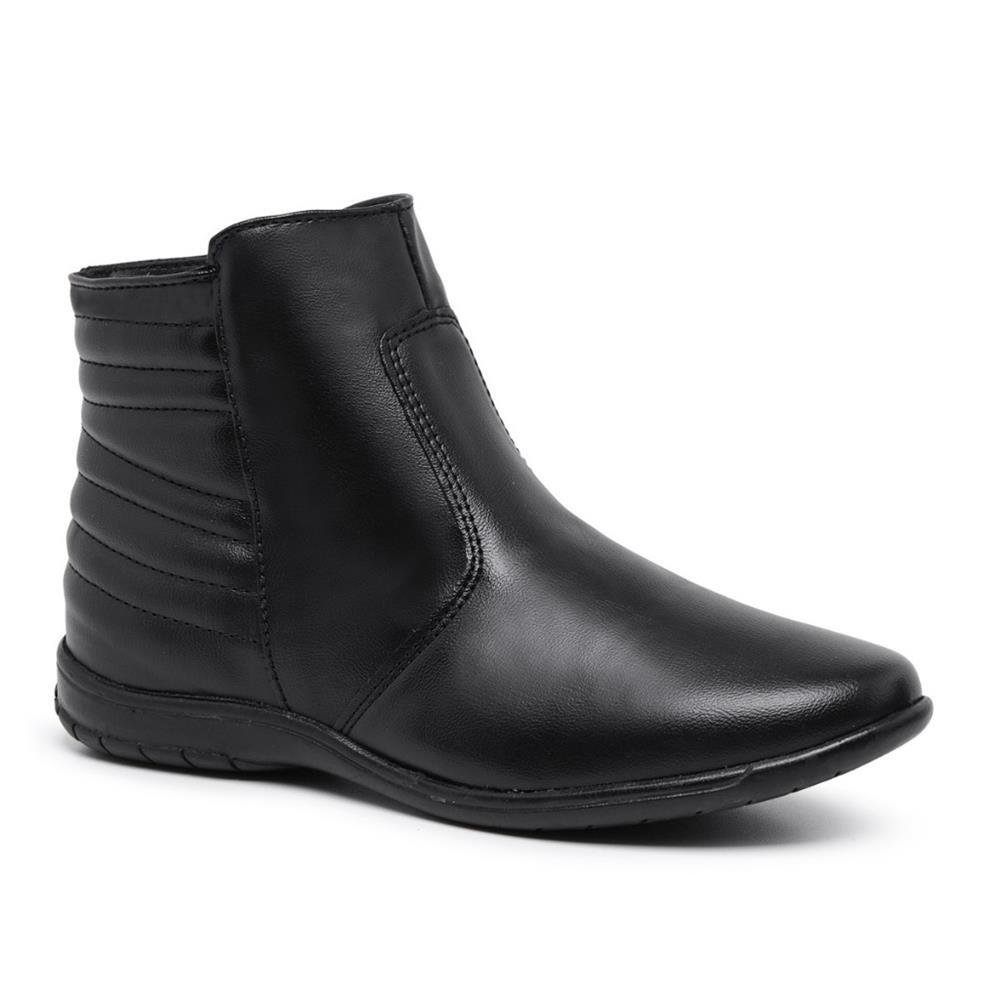 Bota Feminina Cano Curto Zíper Lateral Casual Moderna Preto 1