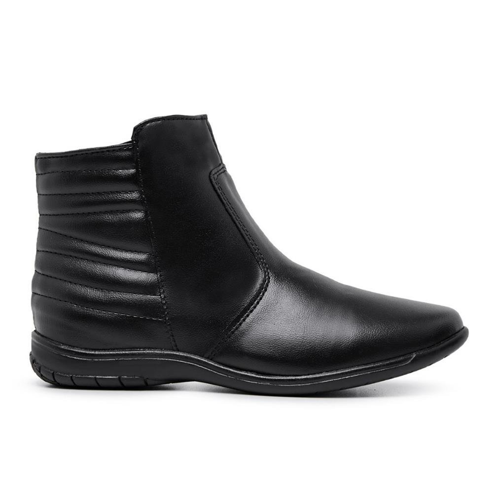 Bota Feminina Cano Curto Zíper Lateral Casual Moderna Preto 2