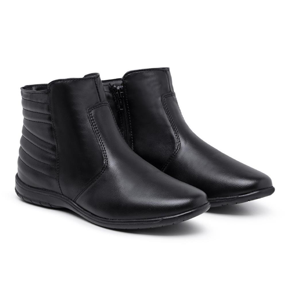 Bota Feminina Cano Curto Zíper Lateral Casual Moderna Preto 3