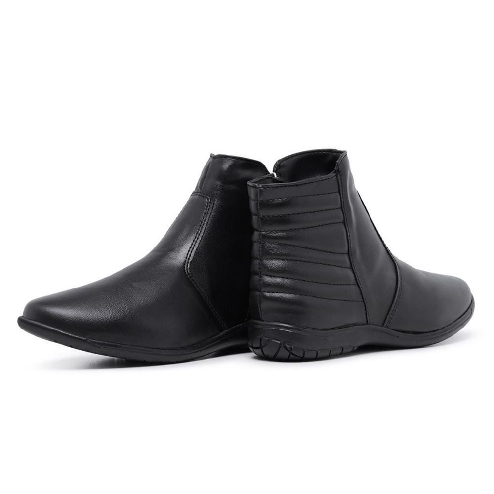 Bota Feminina Cano Curto Zíper Lateral Casual Moderna Preto 4