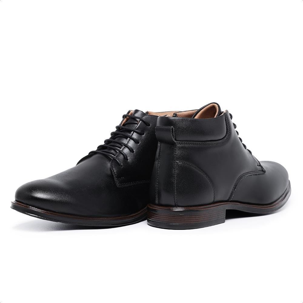 Sapato Social Masculino Cano Alto Cadarço Elegante Moderno Preto 4