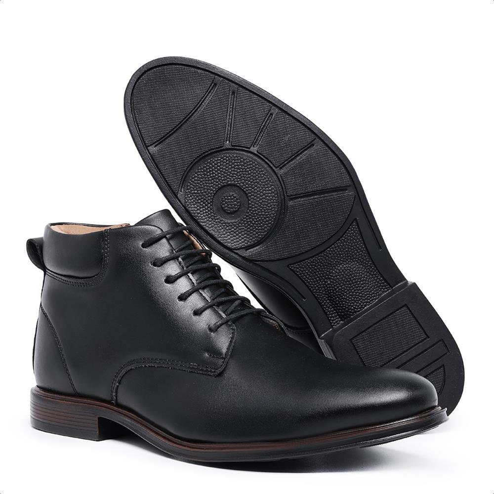 Sapato Social Masculino Cano Alto Cadarço Elegante Moderno Preto 5