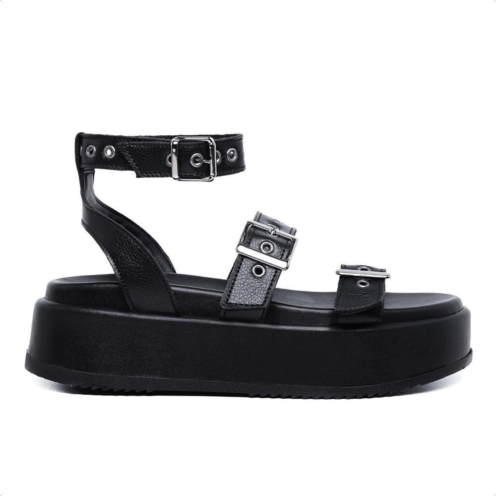 Sandália Papete Feminina Plataforma Fashion Improvizzo Preto 2