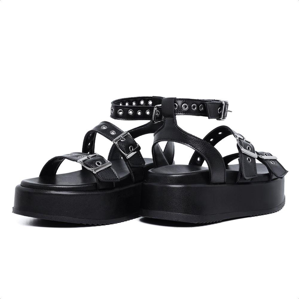 Sandália Papete Feminina Plataforma Fashion Improvizzo Preto 4