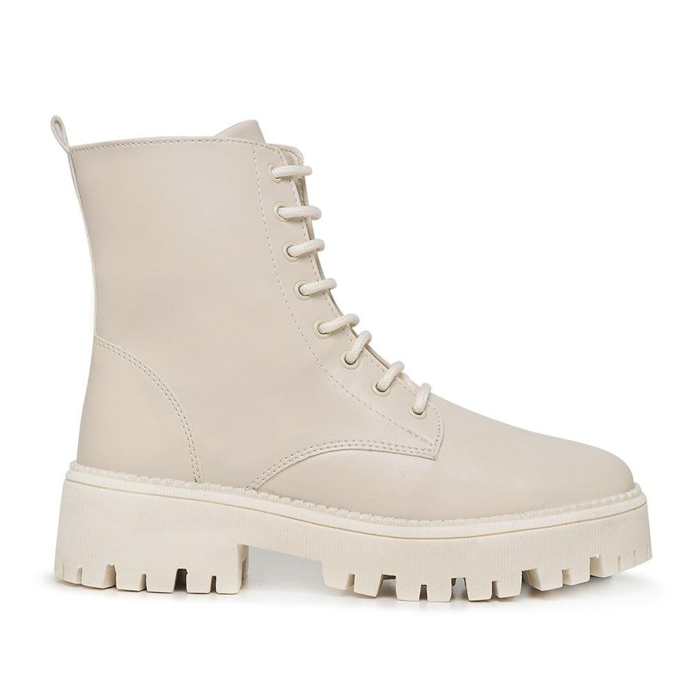 Coturno Feminino Bota Tratorado Plataforma Improvizzo Bege 2
