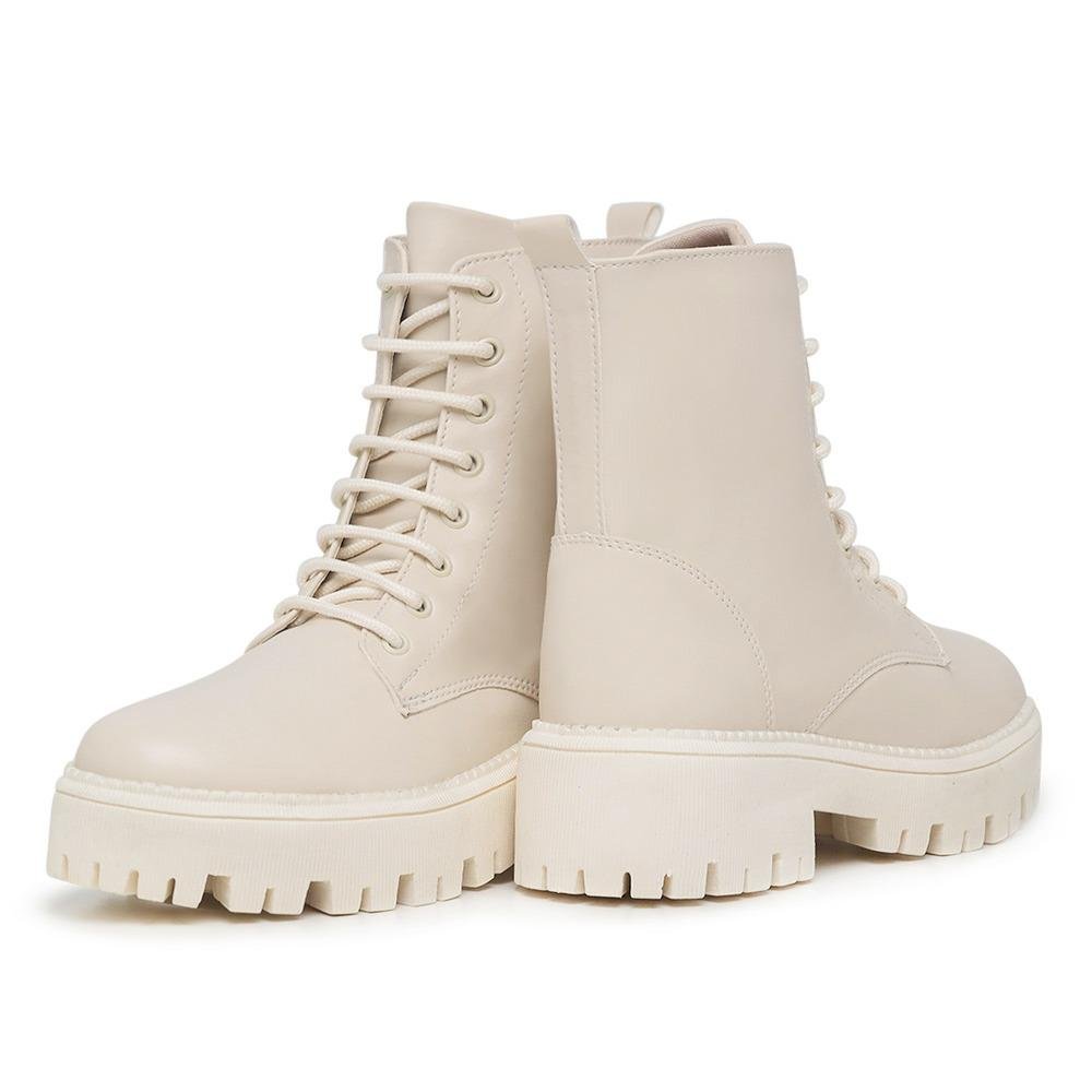 Coturno Feminino Bota Tratorado Plataforma Improvizzo Bege 3