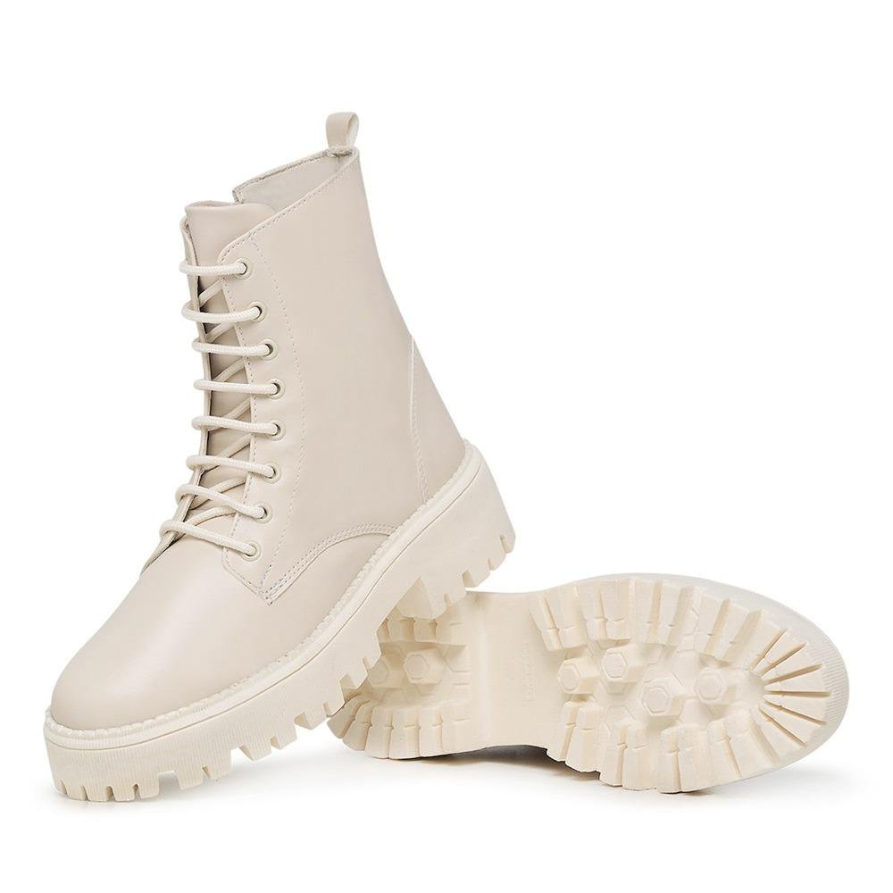 Coturno Feminino Bota Tratorado Plataforma Improvizzo Bege 4