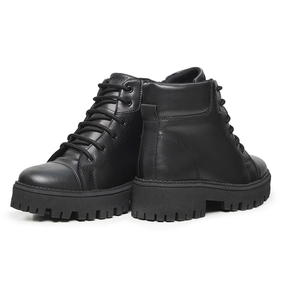 Coturno Feminino Bota Tratorado Cano Baixo Improvizzo Preto 4
