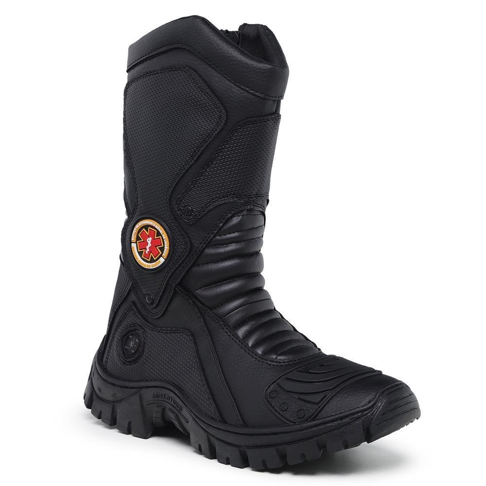 Bota Motociclista Masculina Cano Alto Zíper Conforto Preto 2