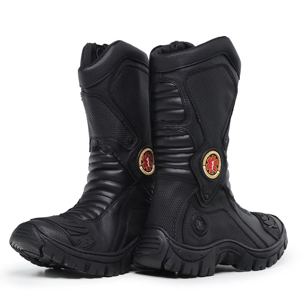 Bota Motociclista Masculina Cano Alto Zíper Conforto Preto 4