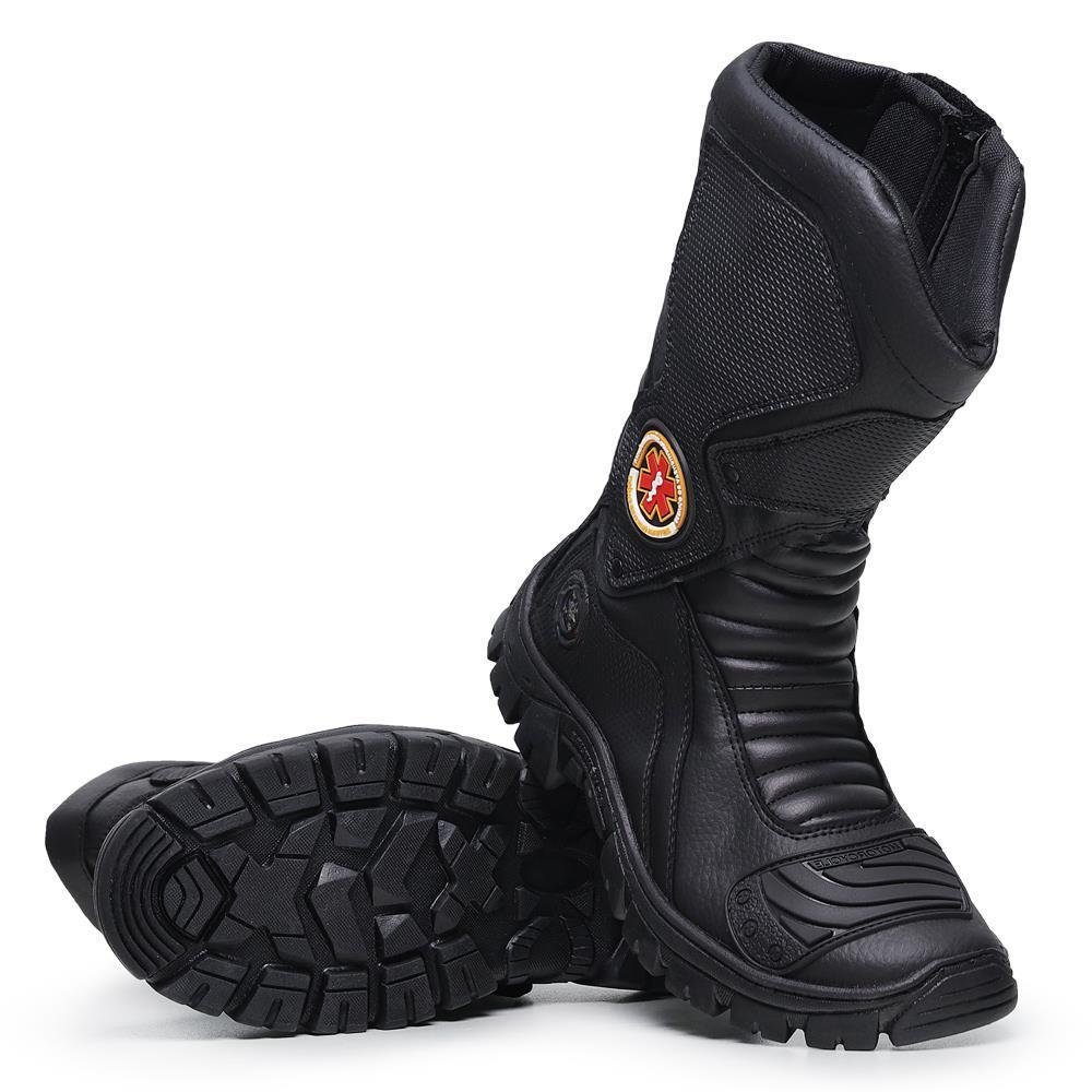Bota Motociclista Masculina Cano Alto Zíper Conforto Preto 5