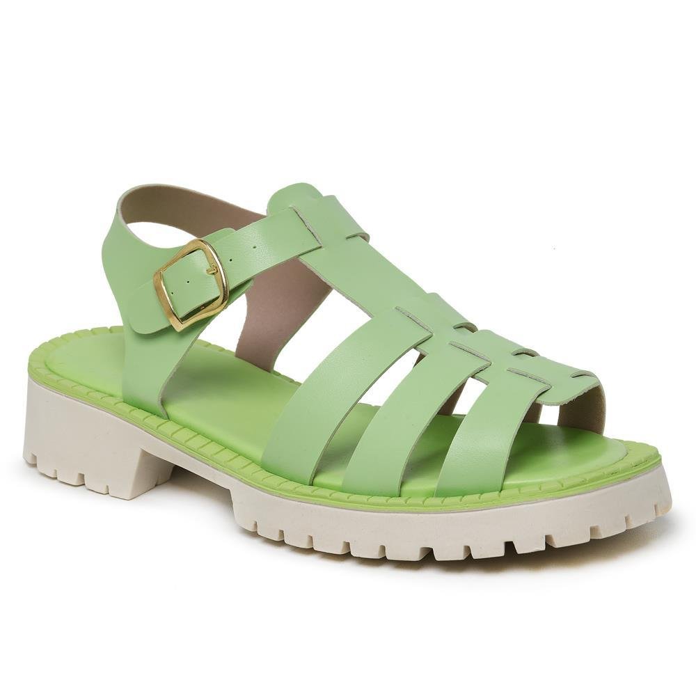 Rasteira Papete Dafiti Shoes Fivelas Verde - Compre Agora