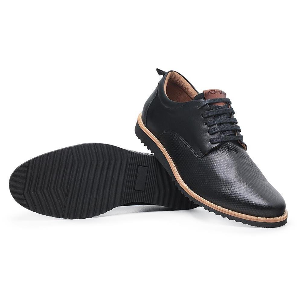 Sapato Masculino Couro Casual Confortável Elegante Macio Preto 4