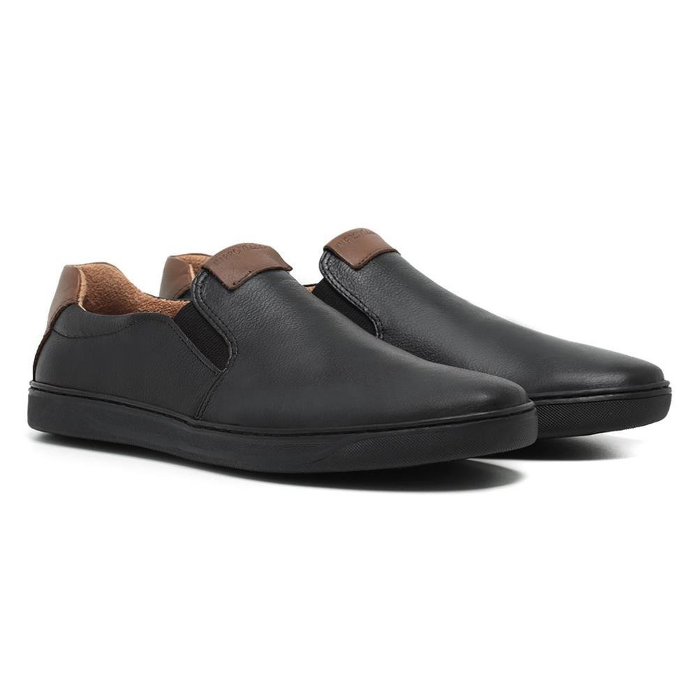 Tênis Slip On Masculino Confortável Dia a Dia Leve Versátil Preto 1