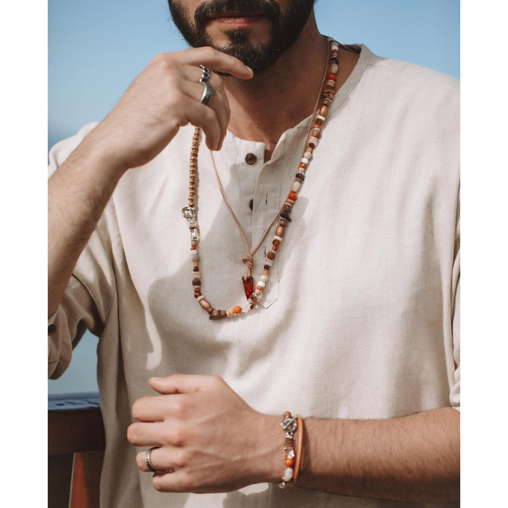 Colar Masculino Medley Amadeirado Natural Blend Dourado 3