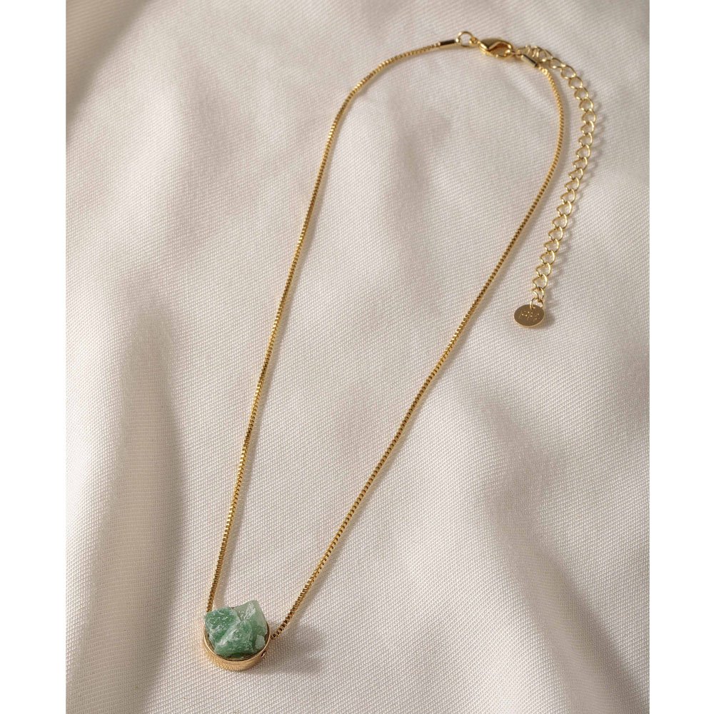 Colar Feminino Mini Round Quartzo Verde Calm Dourado 2
