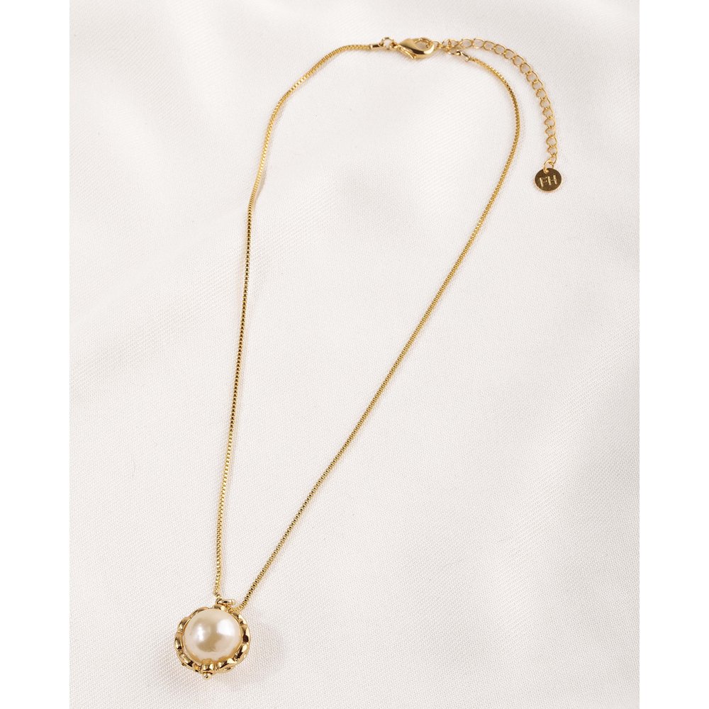 Colar Feminino Curto Big Bead Glow Pearls Dourado 2