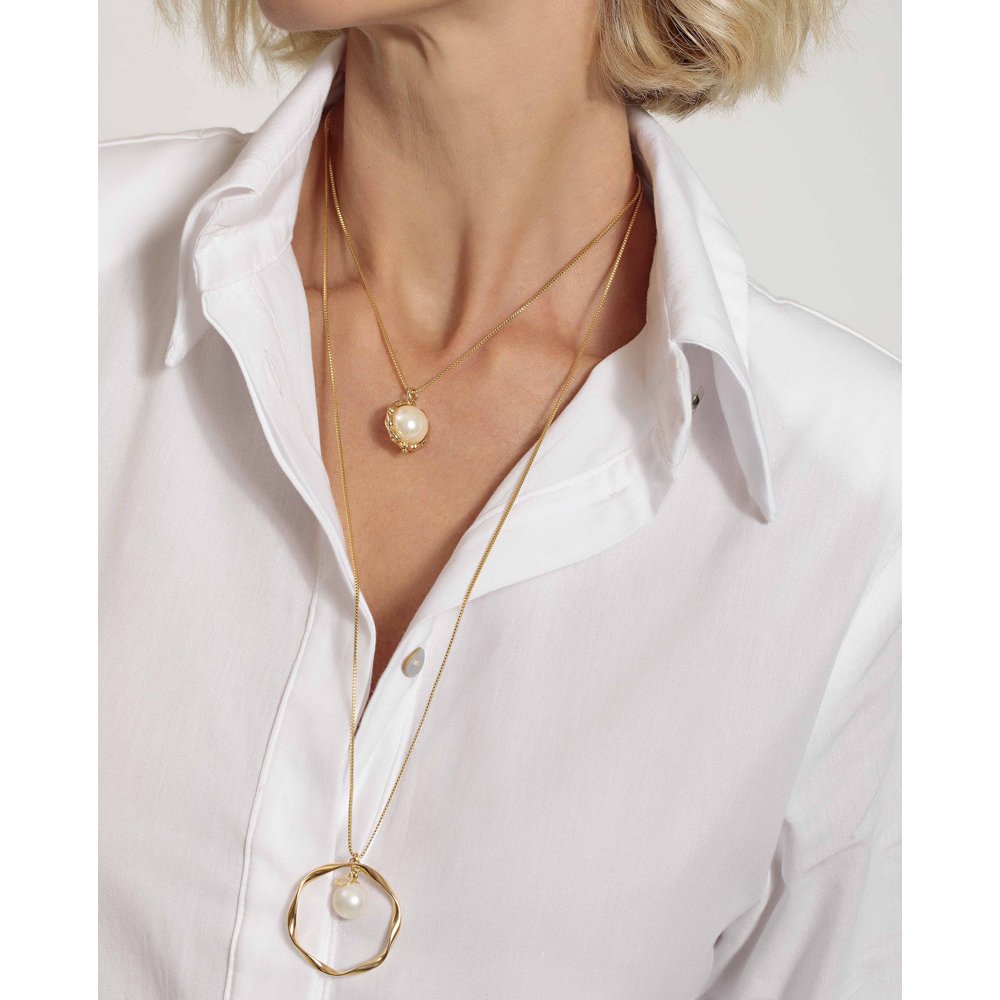 Colar Feminino Curto Big Bead Glow Pearls Dourado 3
