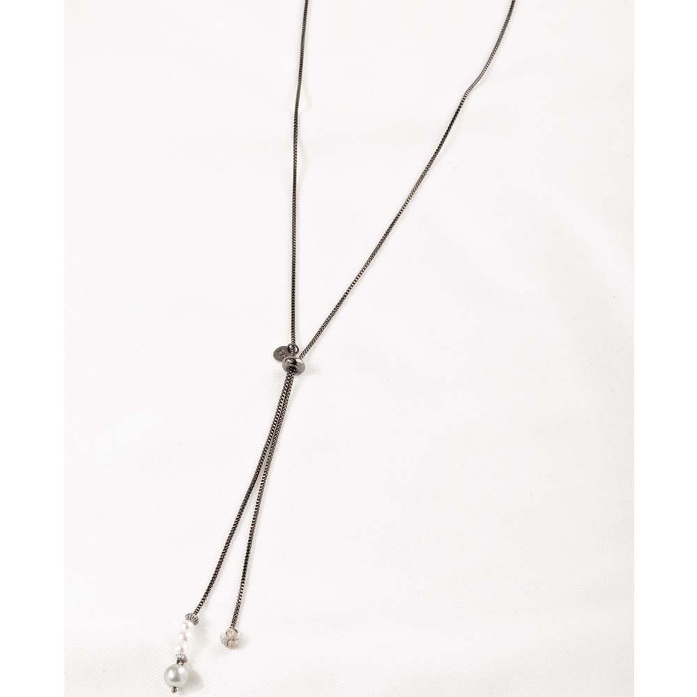 Colar Feminino Gravatinha Nó Prateado Harmony Cinza 2