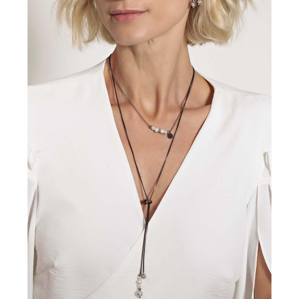 Colar Feminino Gravatinha Nó Prateado Harmony Cinza 3