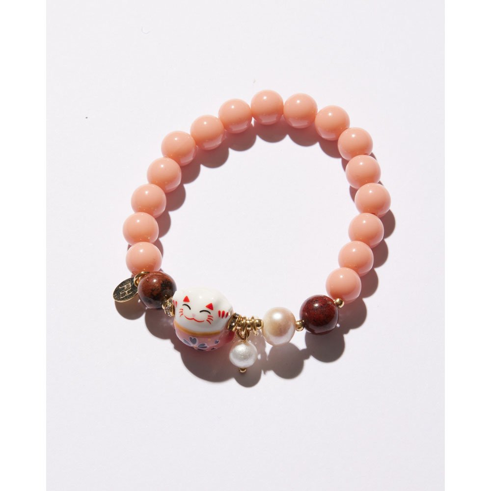 Pulseira Feminina Gatinho da Sorte Rosa Laranja 2