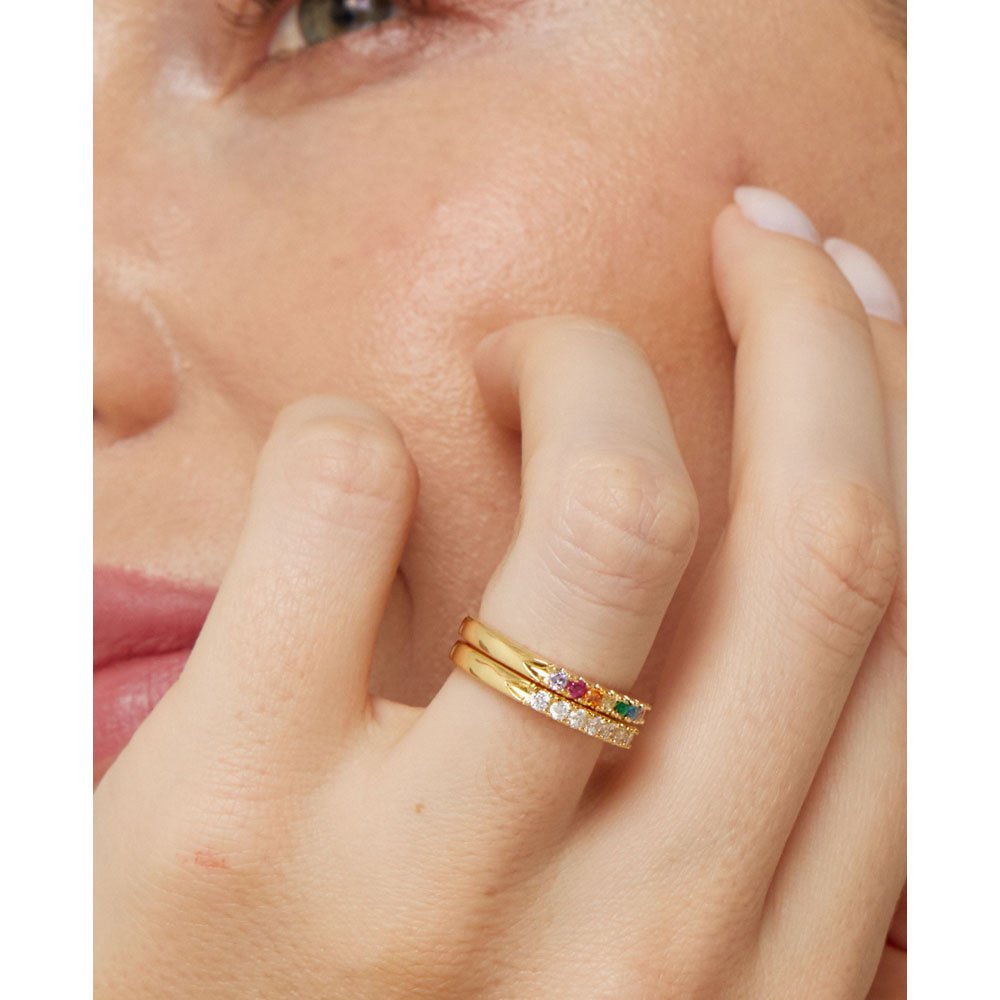 Anel Feminino Fio Colorido Dourado Essential Dourado 4