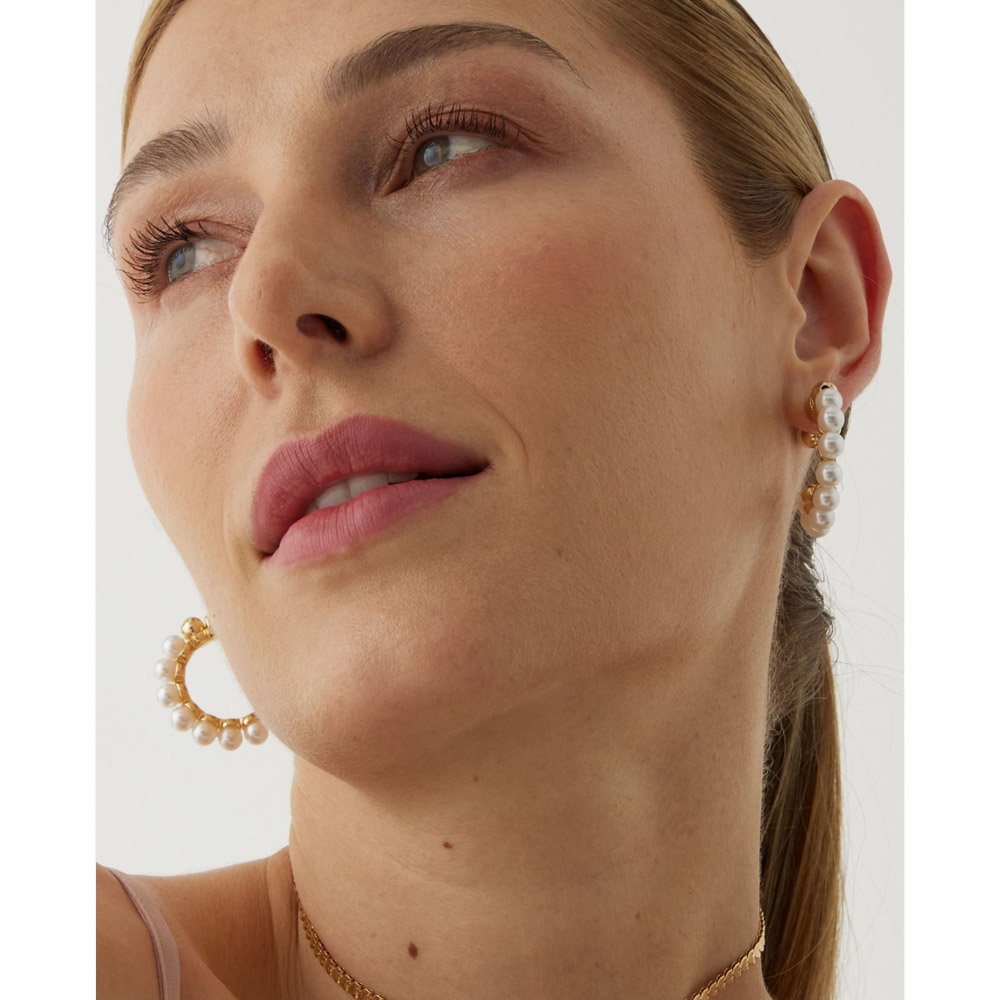 Brinco Feminino Argola Perolada Porto Dourado 3