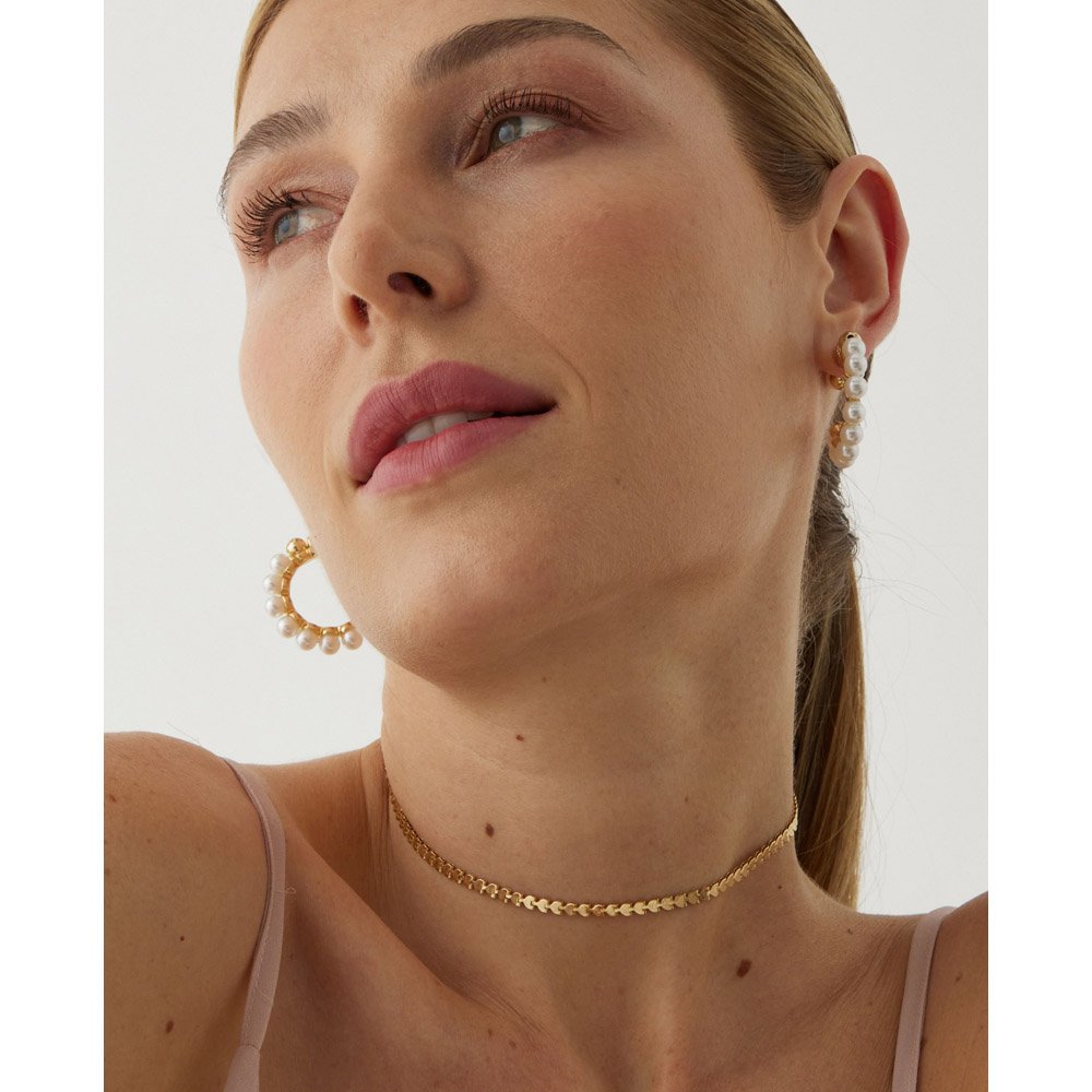 Brinco Feminino Argola Perolada Porto Dourado 4