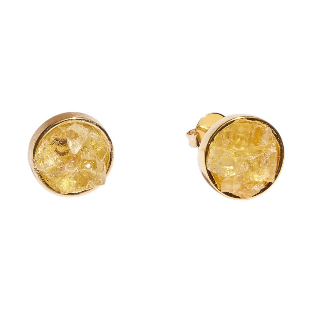 Brinco Feminino Pino Pedra Citrino Gaya Dourado 1