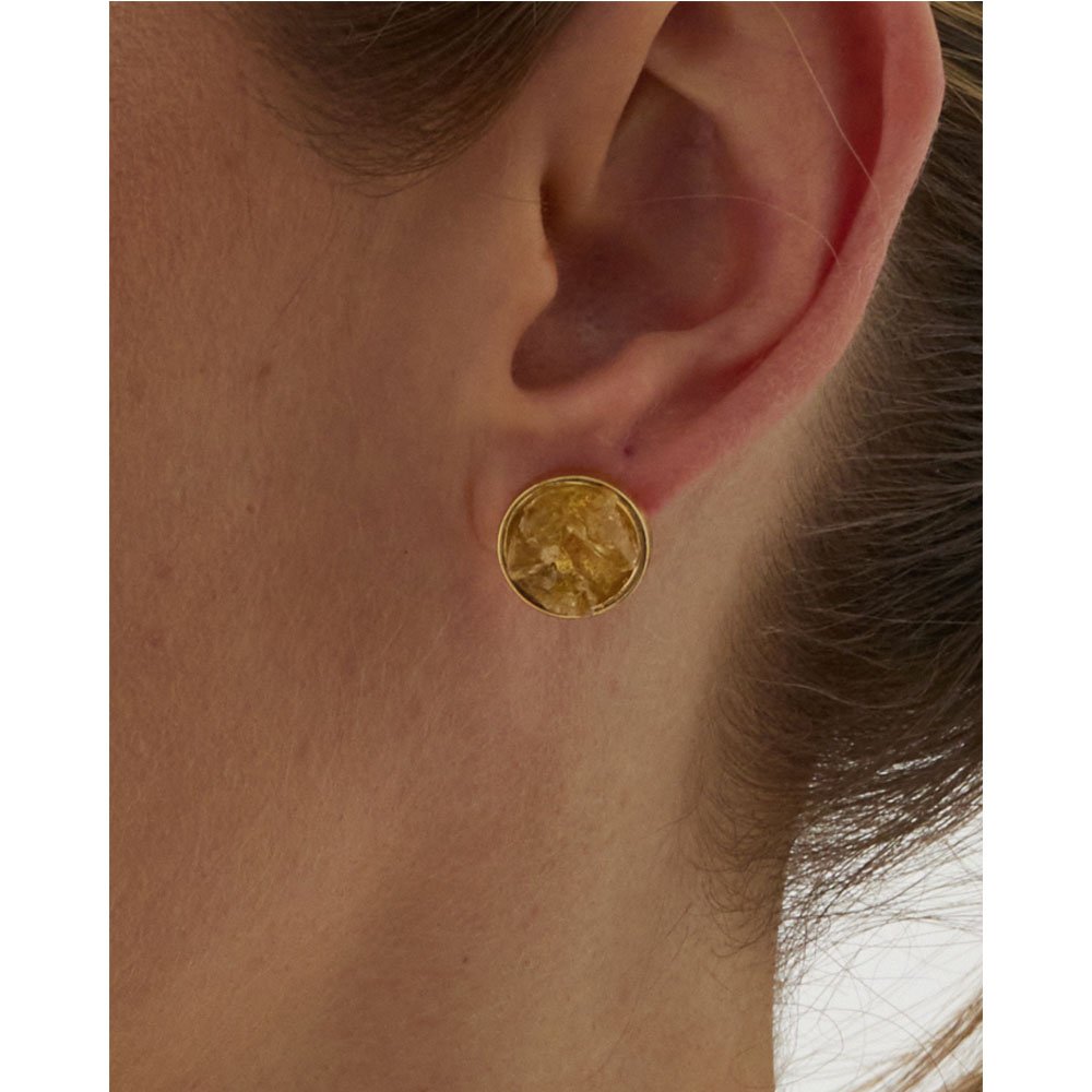Brinco Feminino Pino Pedra Citrino Gaya Dourado 4