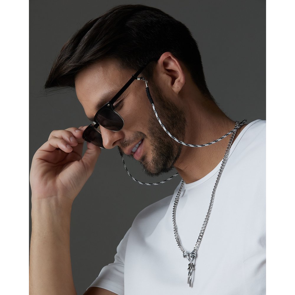 Corrente De Óculos Masculina Corda Natural Urban Branco 3