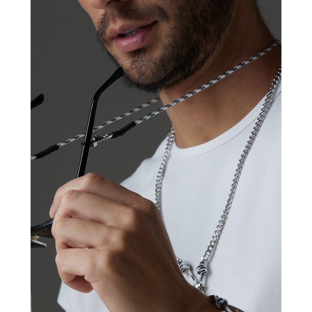 Corrente De Óculos Masculina Corda Natural Urban Branco 4