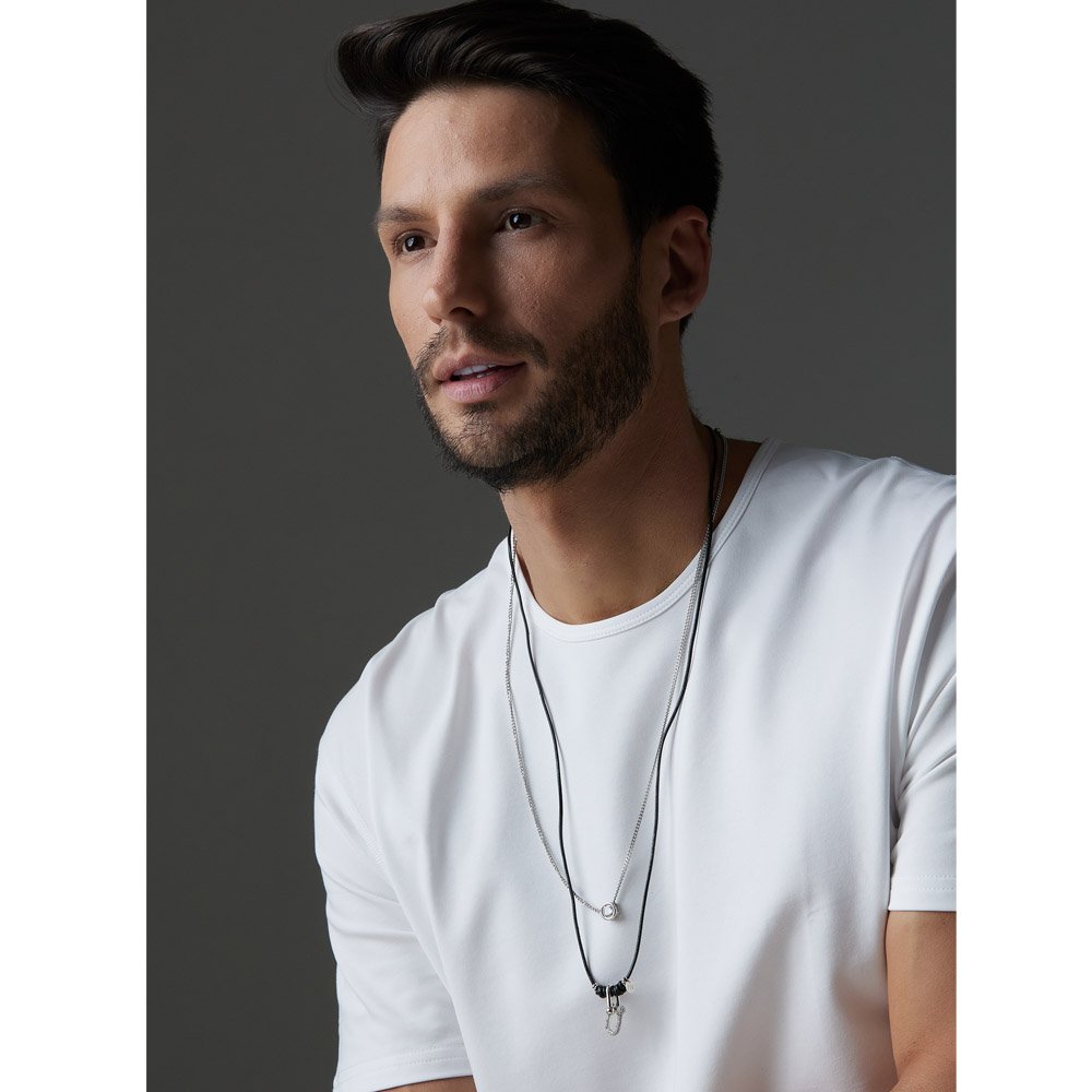 Colar Masculino Fortune Prateado Noir Preto 4