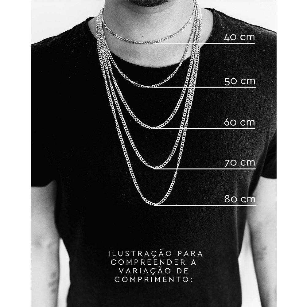 Colar Masculino Fortune Prateado Noir Preto 7