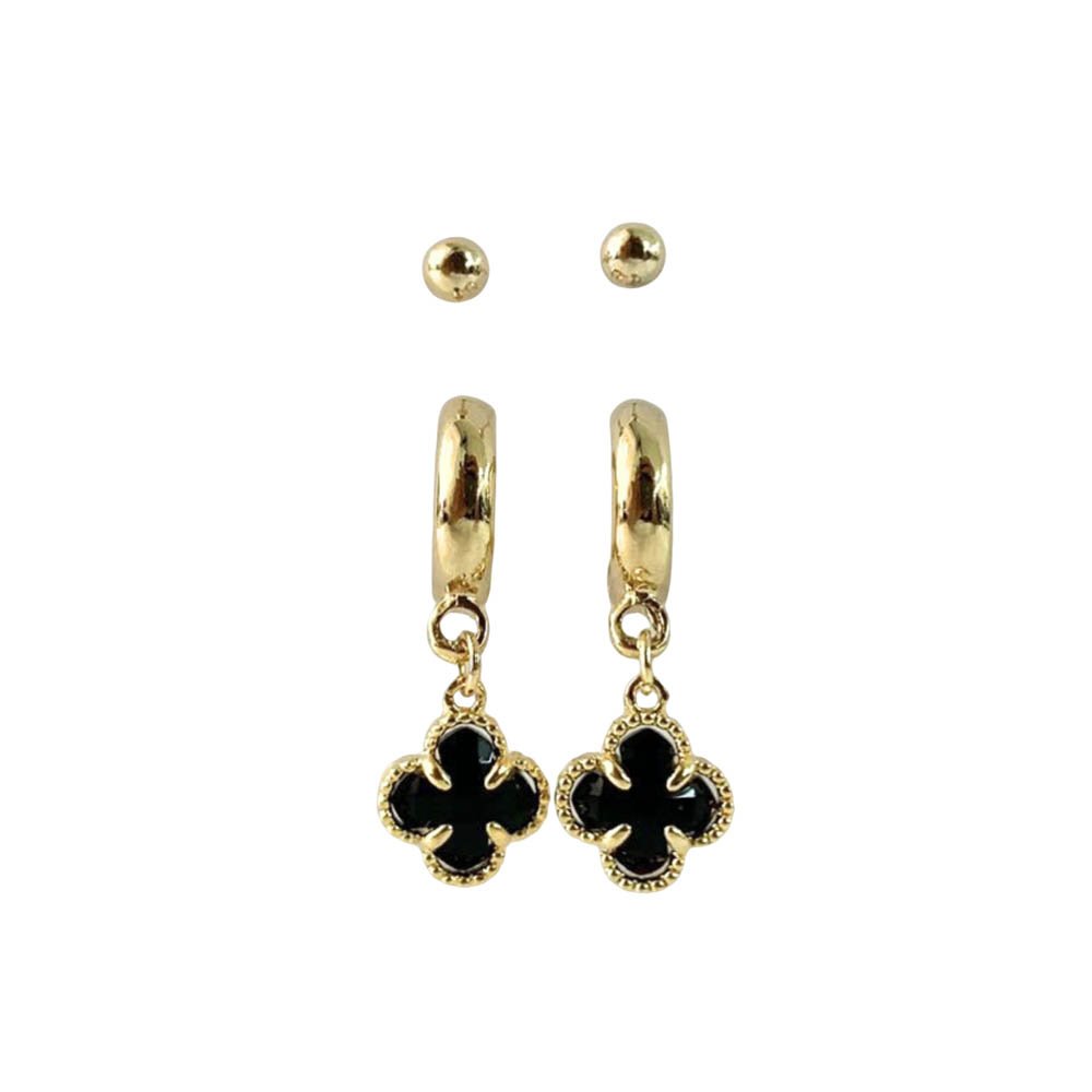 Kit Brinco Feminino Delicado Trevo Preto Dourado 1