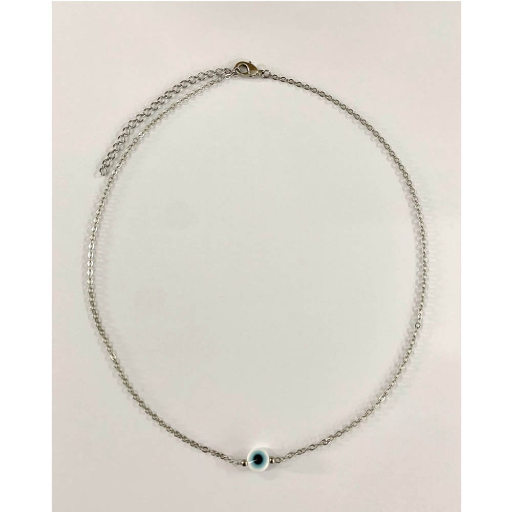 Colar Feminino Olho Grego Prateado Prateado 2