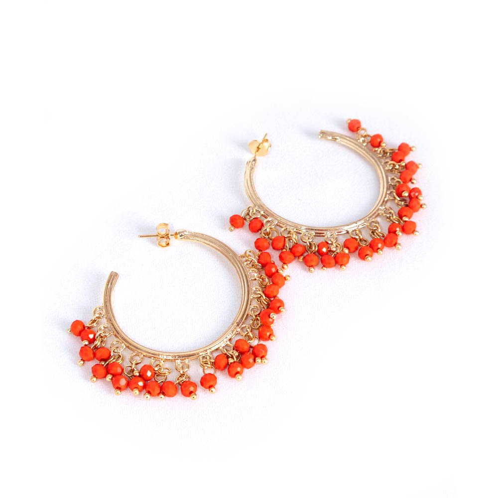 Brinco Feminino Argola Coral Dourado Gipsy Soul