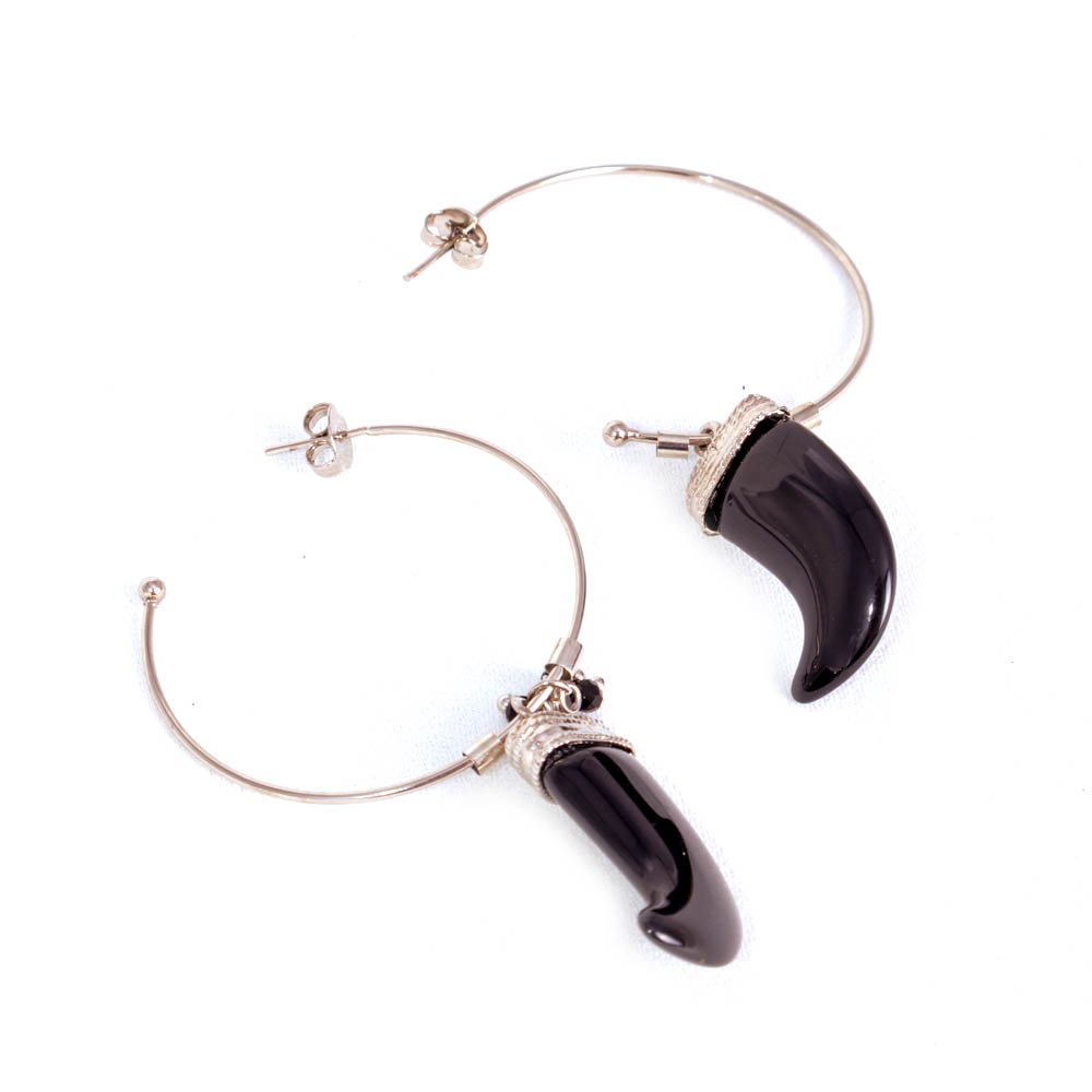 Brinco Feminino Argola Dente Preto Gipsy Soul