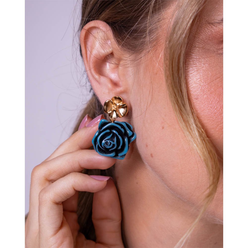 Brinco Feminino Blue Flower Dourado Gipsy Soul Dourado 2