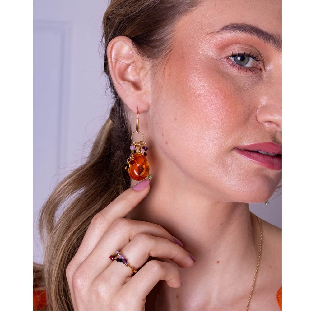 Brinco Feminino Gota Laranja Dourado Gipsy Soul Dourado 2